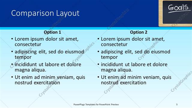 Comparison presentation slide layout