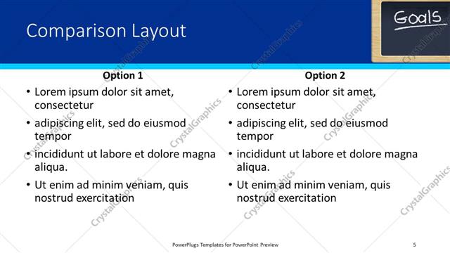 Comparison presentation slide layout
