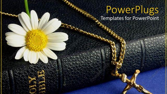  Presentation with holy bible - Black colored Bible with a white flower and cross chain