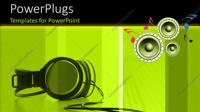  Presentation with yellow music - A black colored headset over a yellow background and some music symbols