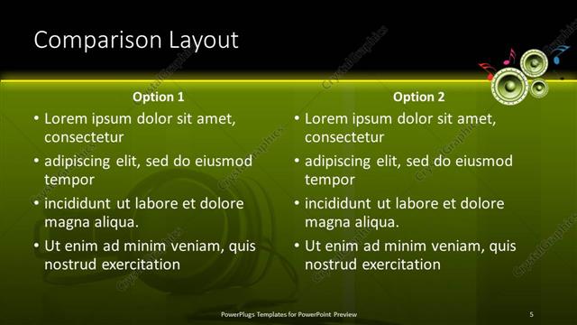 Comparison presentation slide layout