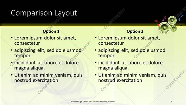 Comparison presentation slide layout