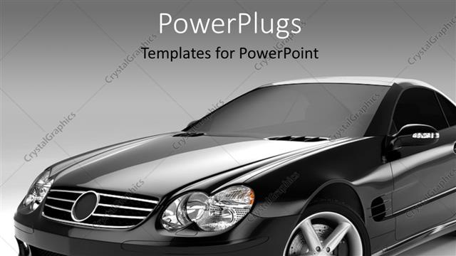  Presentation with colored - A black colored saloon car on a white background