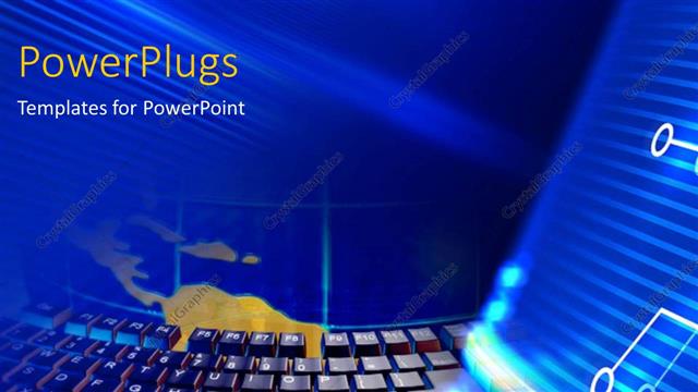  Presentation with waves - Black computer keyboard on a black background with waves