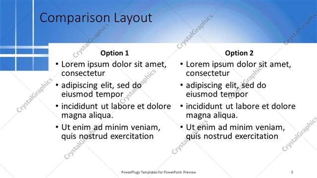 Comparison presentation slide layout