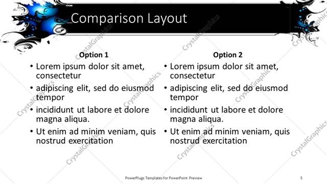 Comparison presentation slide layout