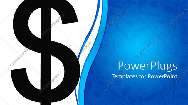  Presentation with dollar sign - Black dollar bill sign in white background and blue background with notes