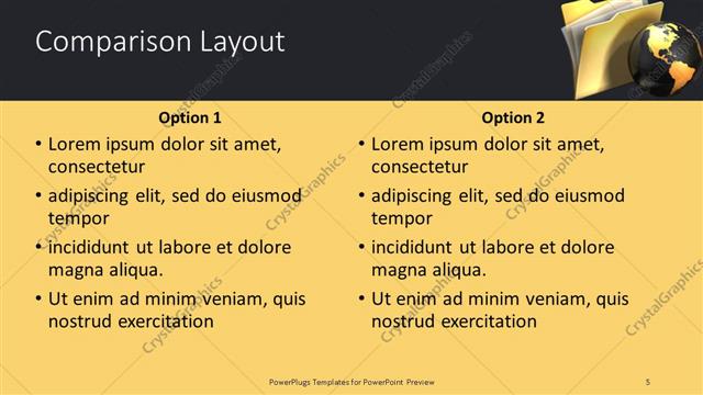 Comparison presentation slide layout