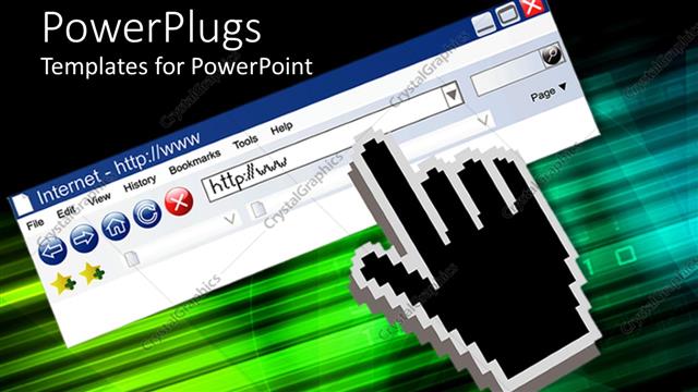  Presentation with web browser - Black hand cursor points to address bar of internet window