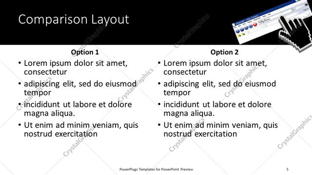 Comparison presentation slide layout