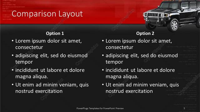 Comparison presentation slide layout