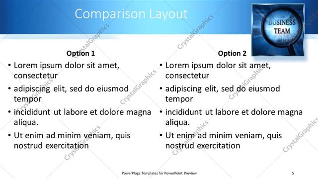 Comparison presentation slide layout