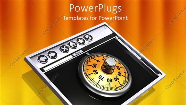  Presentation with combination lock - Black metallic tablet screen with gold colored combination lock