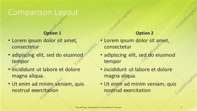 Comparison presentation slide layout