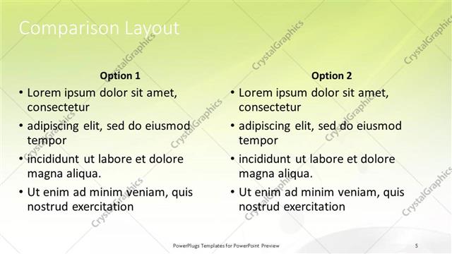 Comparison presentation slide layout