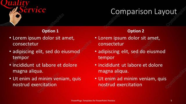 Comparison presentation slide layout