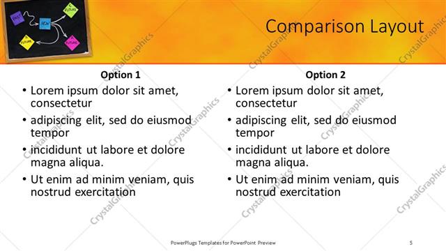 Comparison presentation slide layout