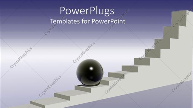  Presentation with reflection - Black sphere on white stairways with reflection in background