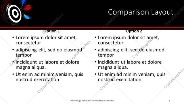 Comparison presentation slide layout