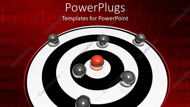  Presentation with red spheres - Black and white bulls eye target with silver and red spheres