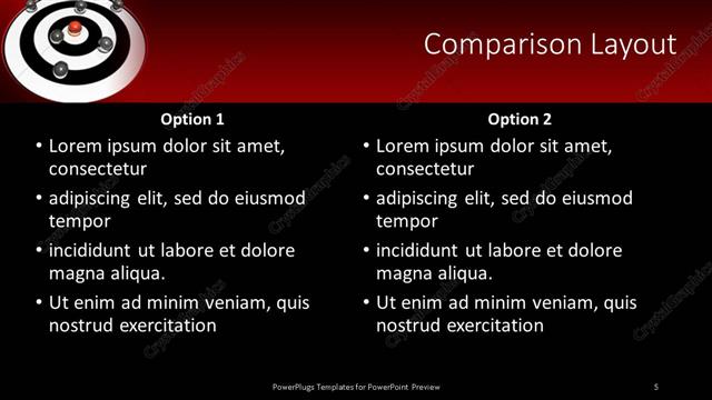 Comparison presentation slide layout