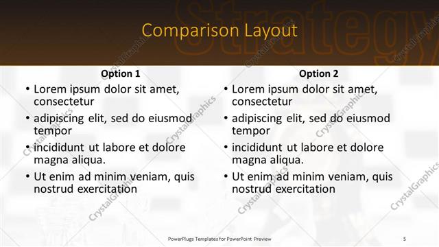 Comparison presentation slide layout