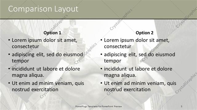 Comparison presentation slide layout