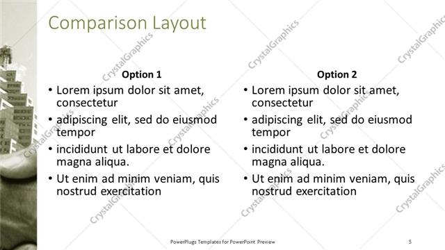 Comparison presentation slide layout