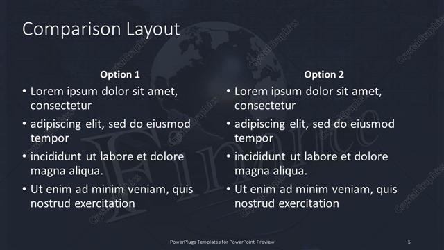 Comparison presentation slide layout