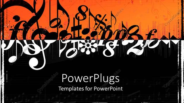  Presentation with music notes - Black and white musical notes on orange and black background