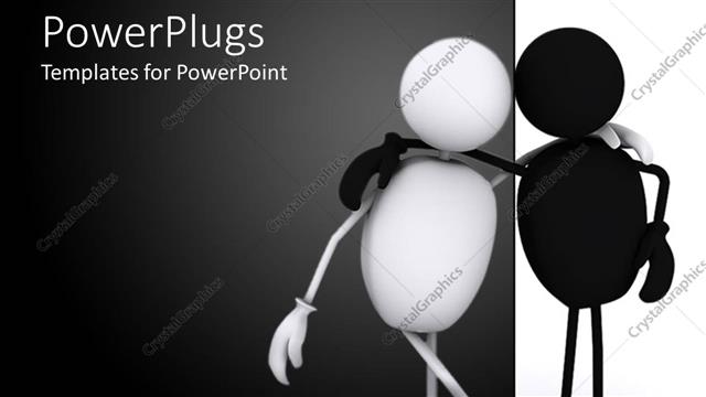  Presentation with friends - Black and white person figures standing arm in arm