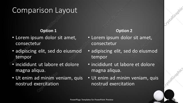 Comparison presentation slide layout