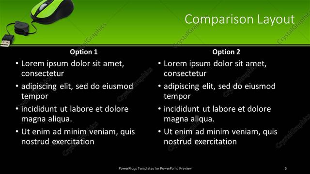 Comparison presentation slide layout