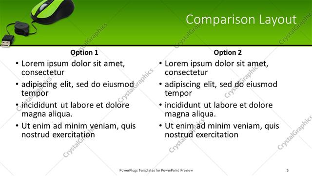 Comparison presentation slide layout