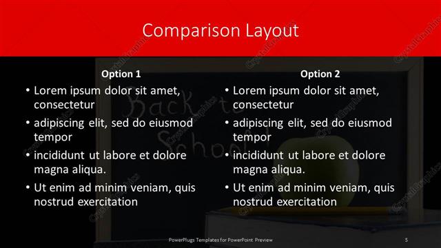 Comparison presentation slide layout