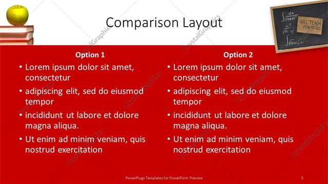 Comparison presentation slide layout