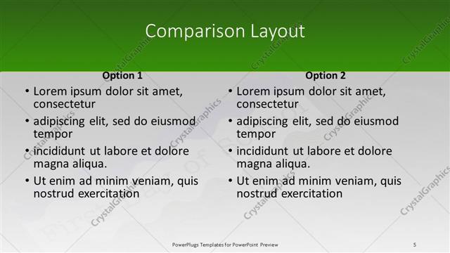 Comparison presentation slide layout