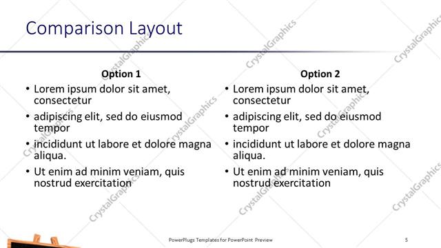 Comparison presentation slide layout