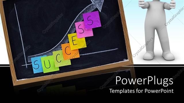  Presentation with next - Blackboard with graph drawn next to man with thumbs up sign