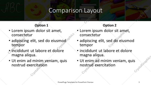 Comparison presentation slide layout