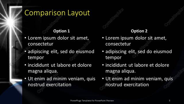 Comparison presentation slide layout
