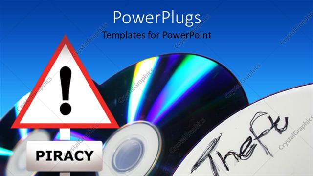  Presentation with alert - Blank CD/DVD with privacy alert in foreground and blue color