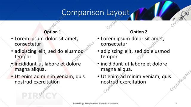 Comparison presentation slide layout
