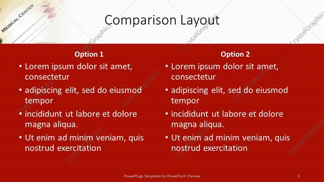 Comparison presentation slide layout