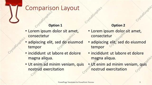 Comparison presentation slide layout