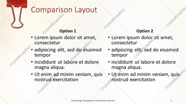 Comparison presentation slide layout
