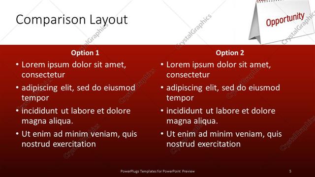 Comparison presentation slide layout