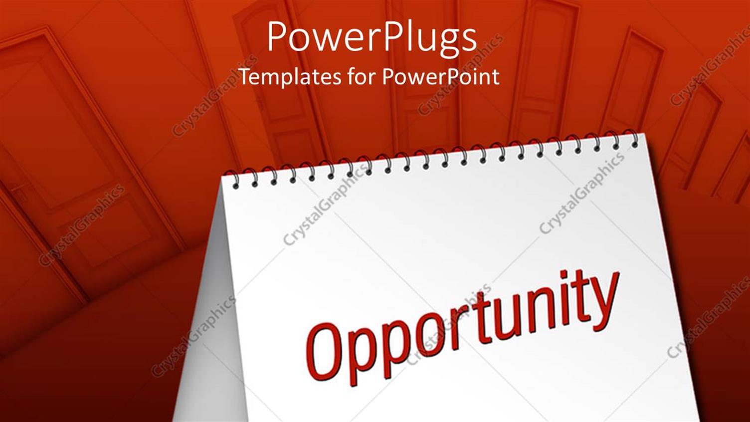 Featuring Blank Table Calendar with Red Opportunity Word on Doors Background