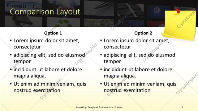 Comparison presentation slide layout