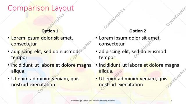 Comparison presentation slide layout